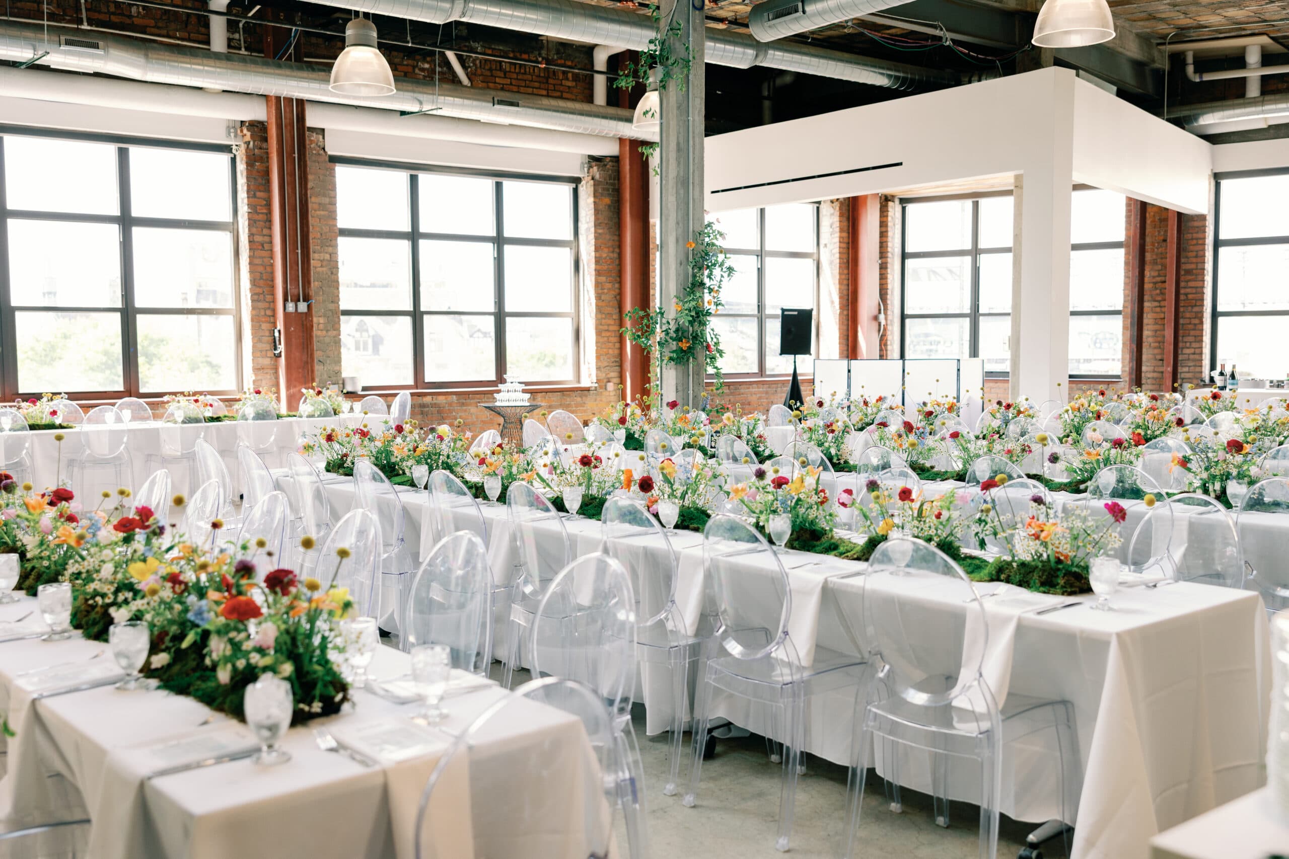 Wedding reception setup in Loft
